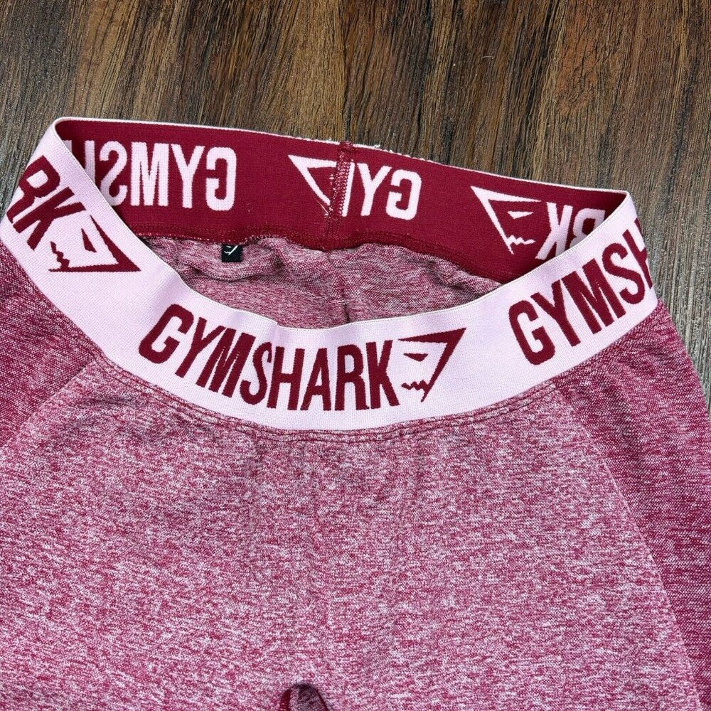 Gymshark Flex Low Rise Waist Spellout Leggings Marl Red Size Small - Picture 3 of 6